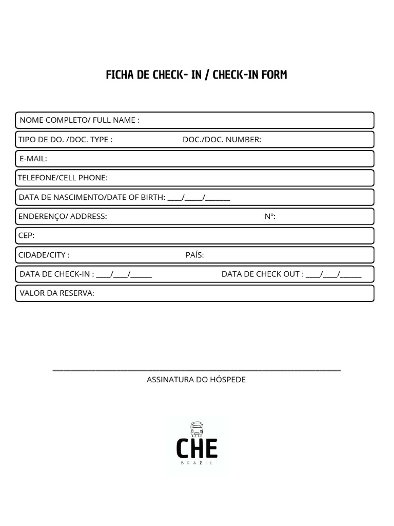 Formulário de Check-in para Hospedagem | PDF