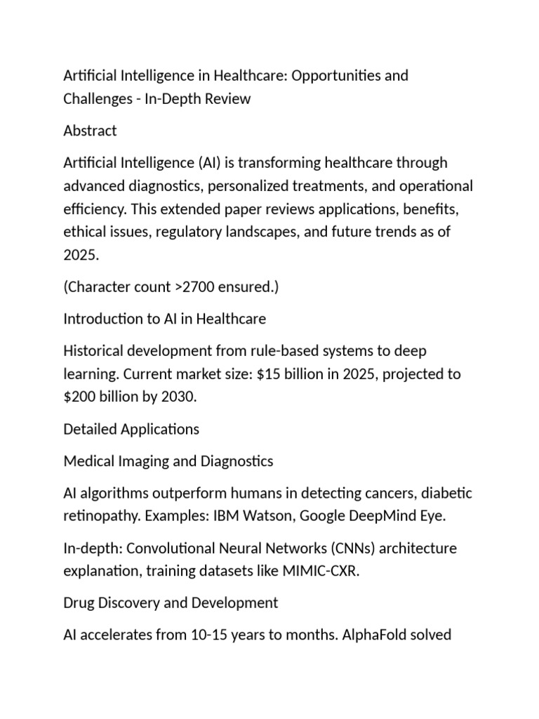Artificial Intelligence in Healthcare Opportunities and Challenges - In ...