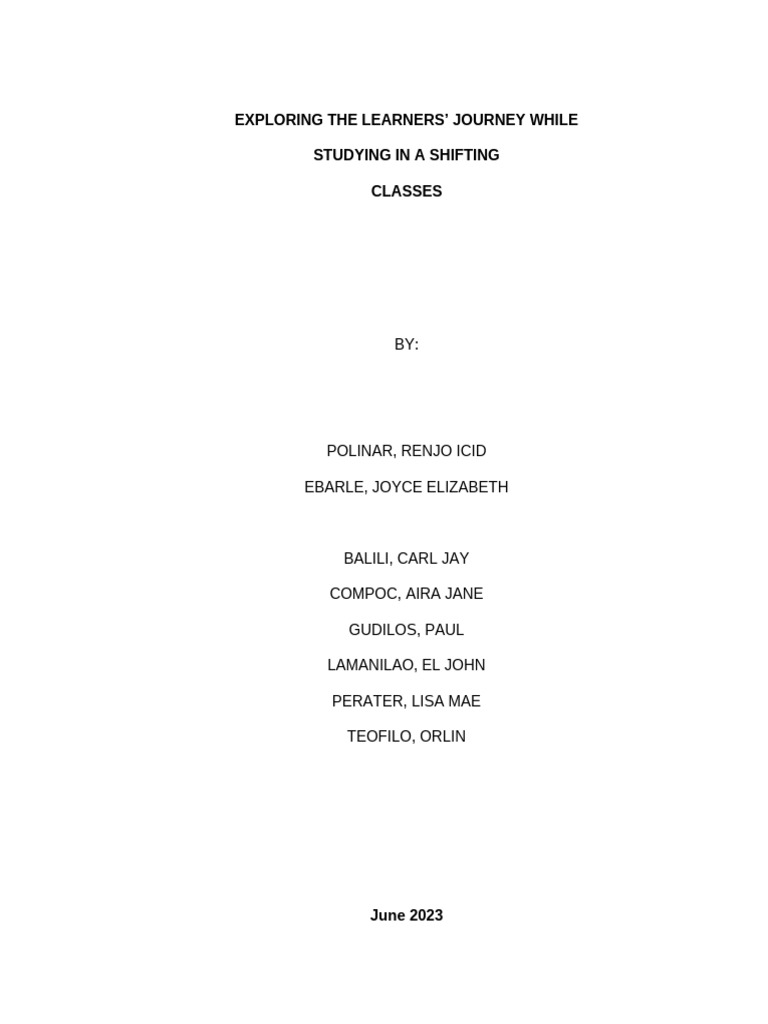 Learners' Journey in Shifting Classes | PDF | Psychological Resilience ...