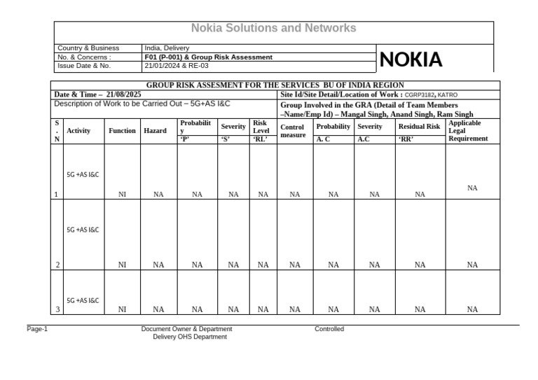 Group Risk Assessment for 5G Services | PDF