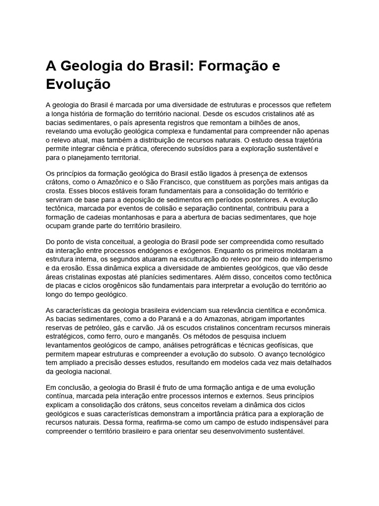 Geologia do Brasil: Estruturas e Recursos | PDF | Geologia | Placas ...