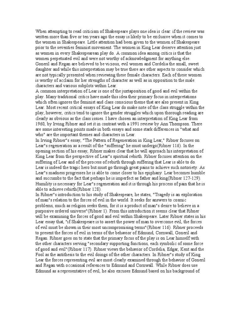 Criticism PDF King Lear Feminism