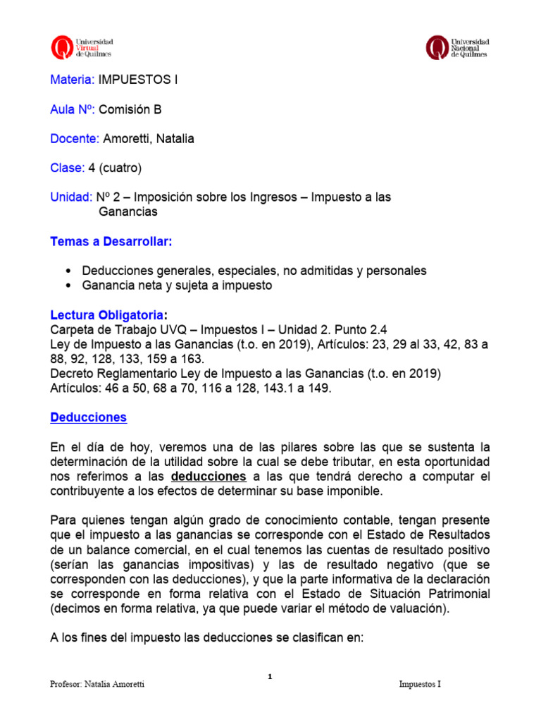 Deducciones en el Impuesto a las Ganancias | PDF | Impuestos | Impuesto ...