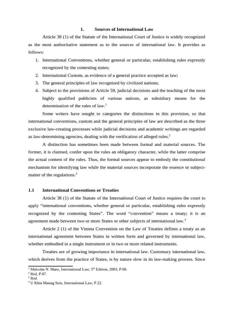 Sources of International Law Explained | PDF | International Law | Treaty