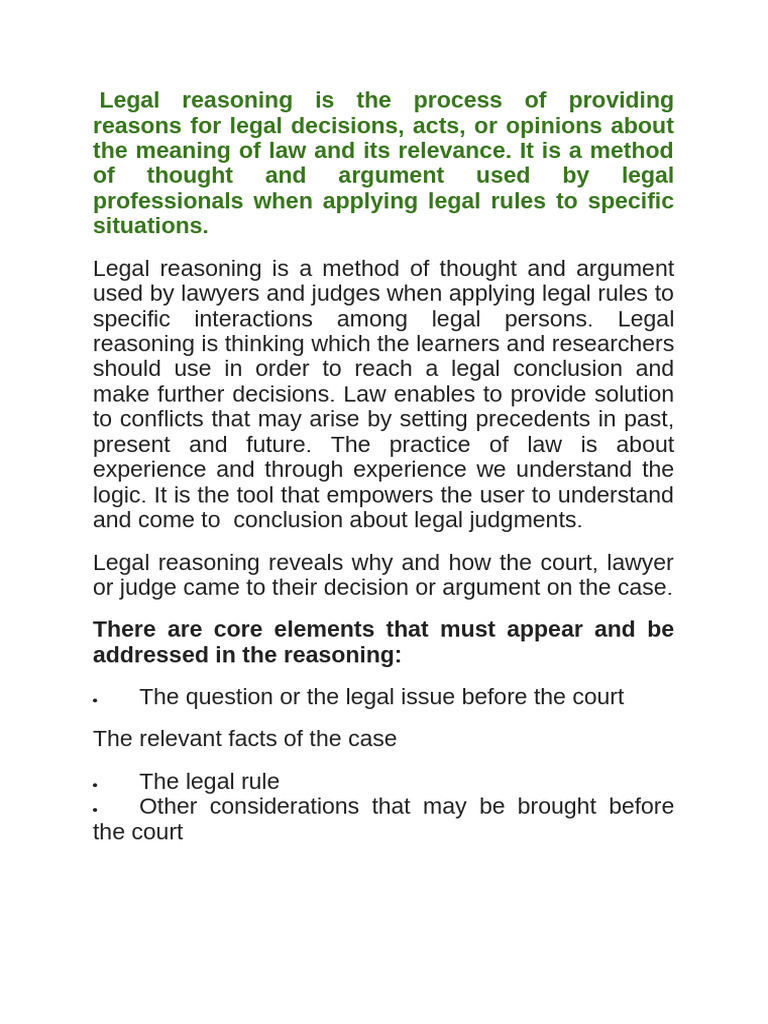 Legal Reasoning and Judicial Decision-Making | PDF | Reason | Logic
