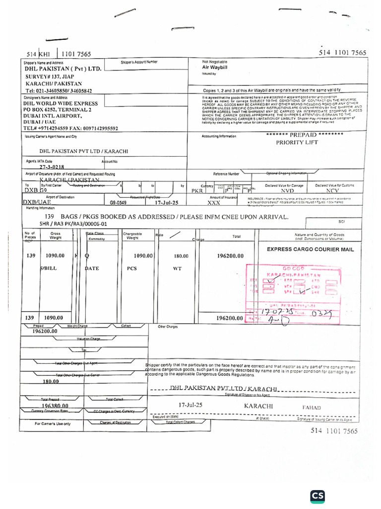 g9-543 Scan Mawb & Hawb | PDF