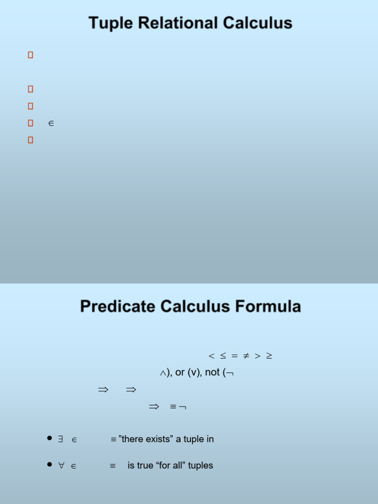Tuple Relational Calculus Explained | PDF | Relational Model | Metalogic