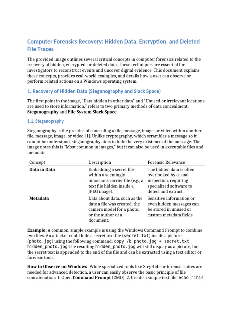 Computer Forensics: Data Recovery Techniques | PDF | Computer File ...