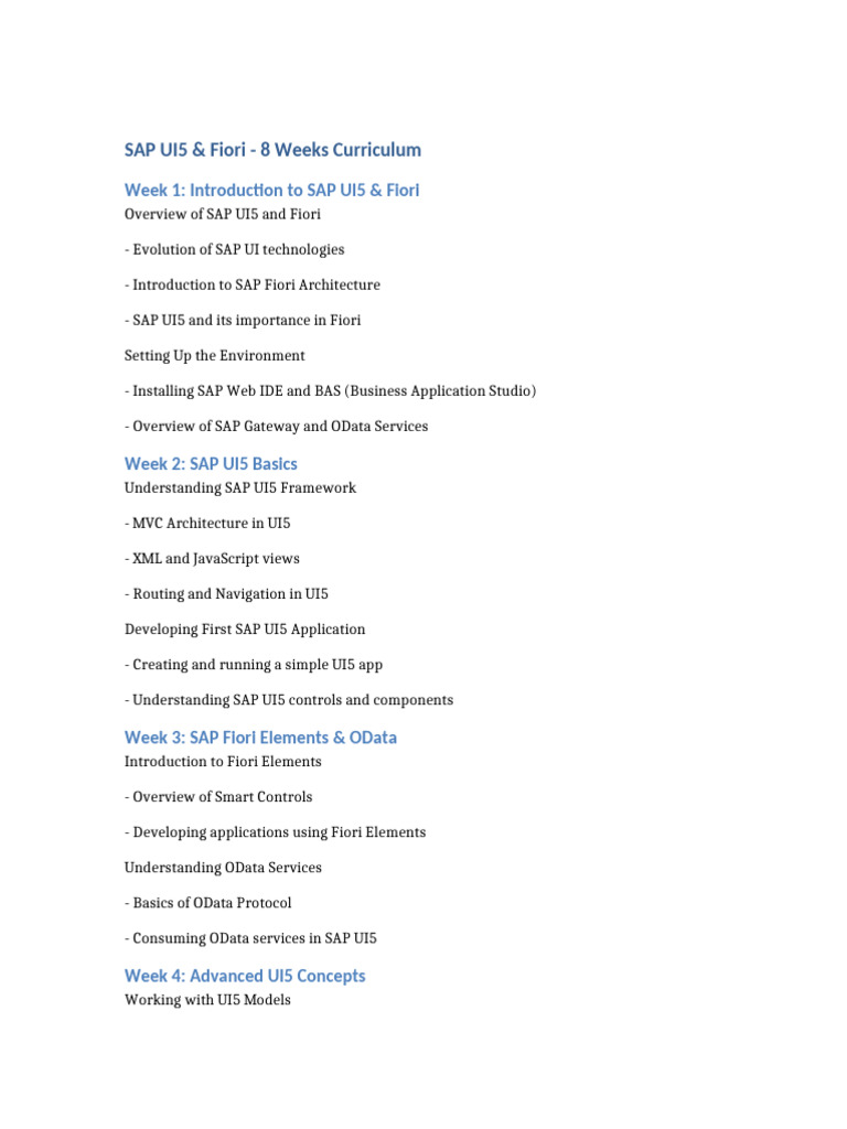 SAP UI5 & Fiori 8-Week Course Guide | PDF