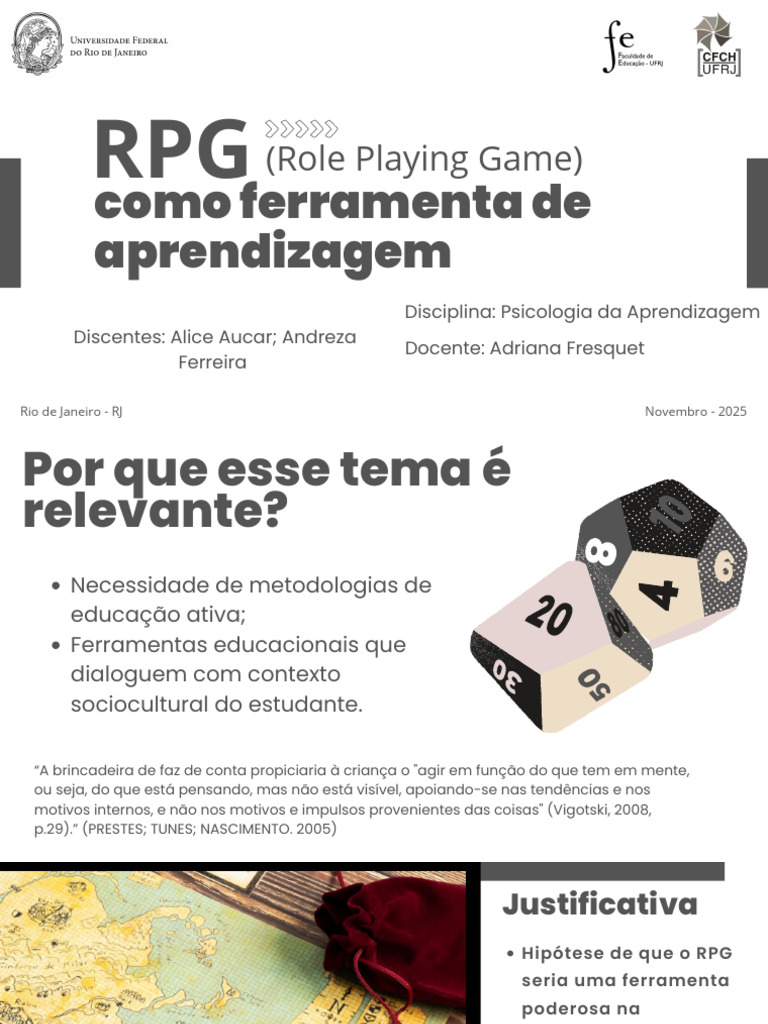 RPG como Ferramenta de Aprendizagem | PDF | Jogos de RPG | Aprendizado