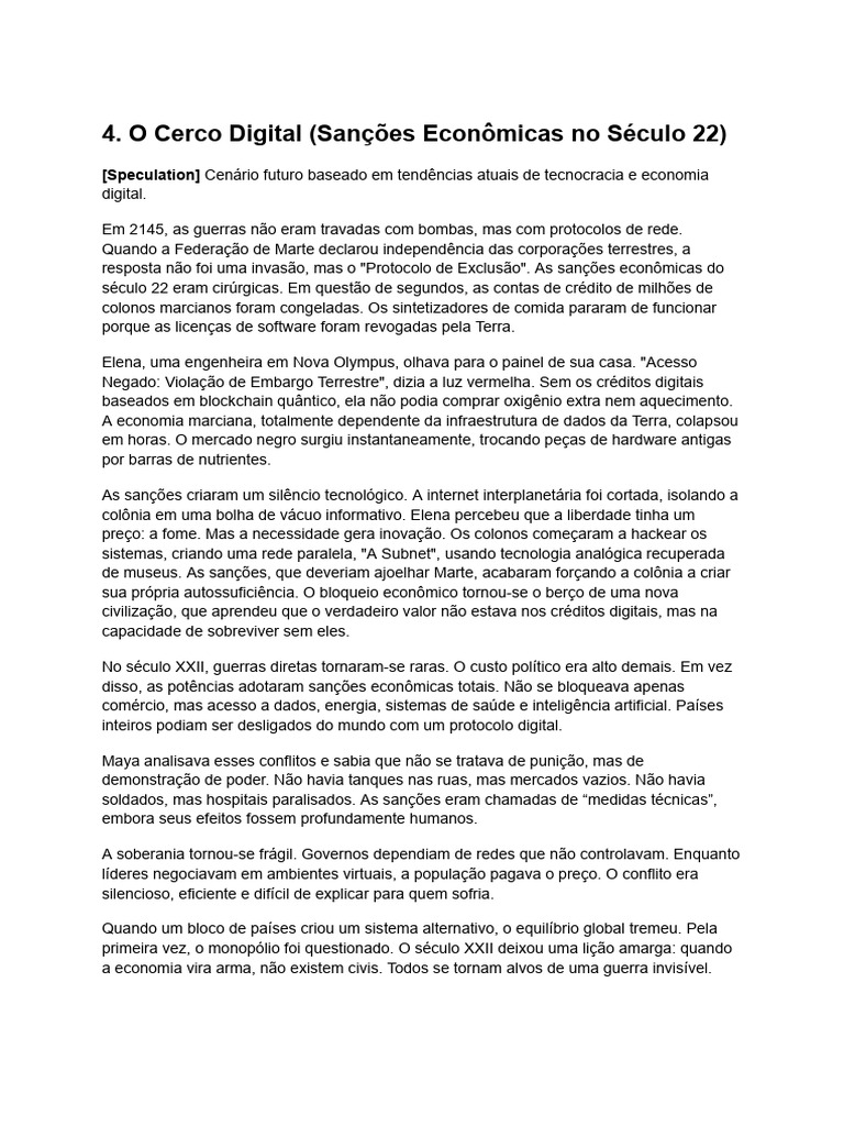 Sanções Econômicas no Século 22 | PDF | Economia | Marte