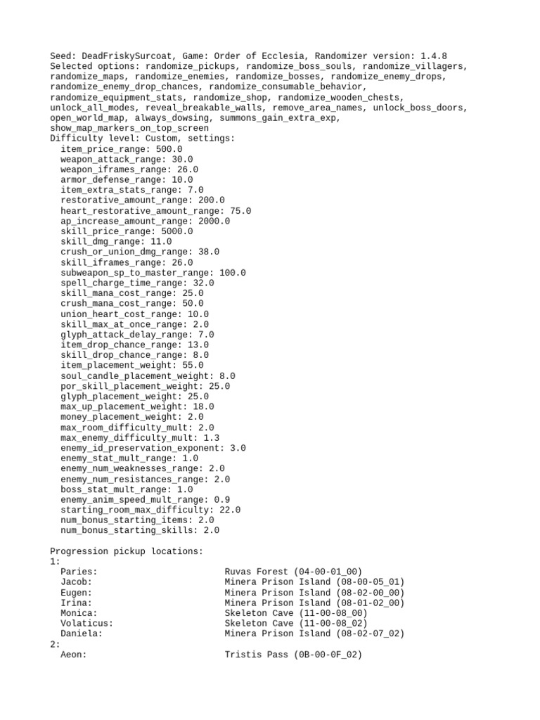 Order of Ecclesia Randomizer Guide | PDF
