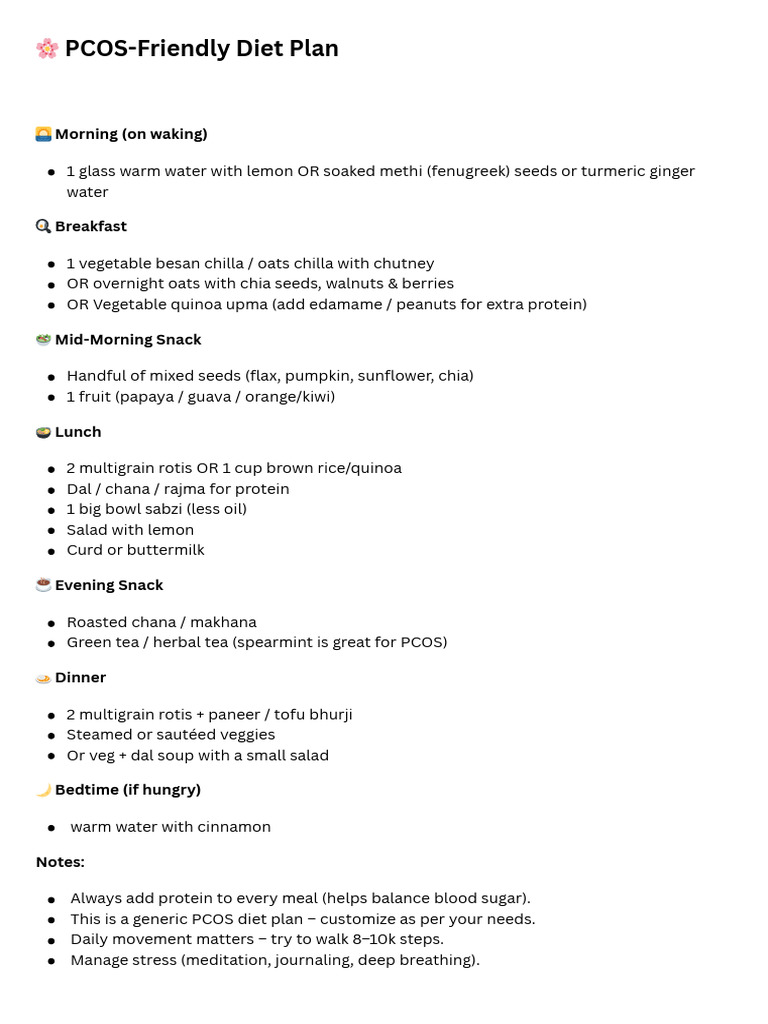 PCOS Diet Plan for Balanced Health | PDF