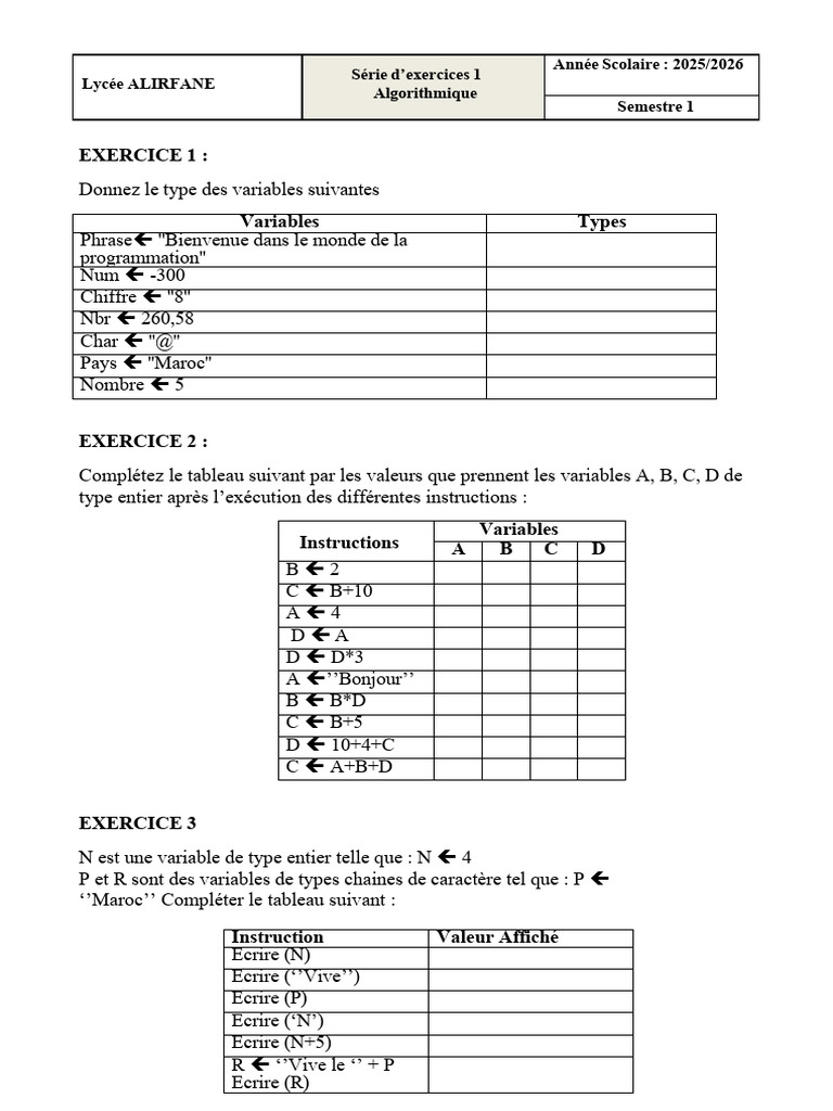 Exercices d'Algorithmique au Lycée | PDF | Programmation informatique ...