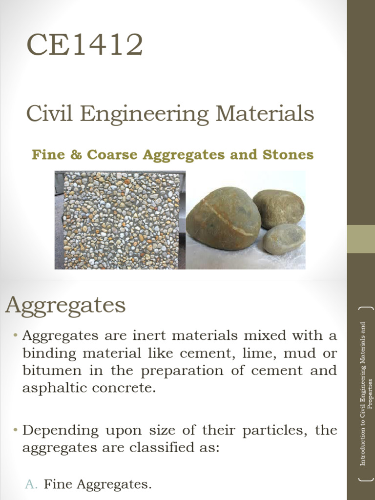 CE1412 Lecture 3 Aggregates | PDF | Construction Aggregate | Gravel