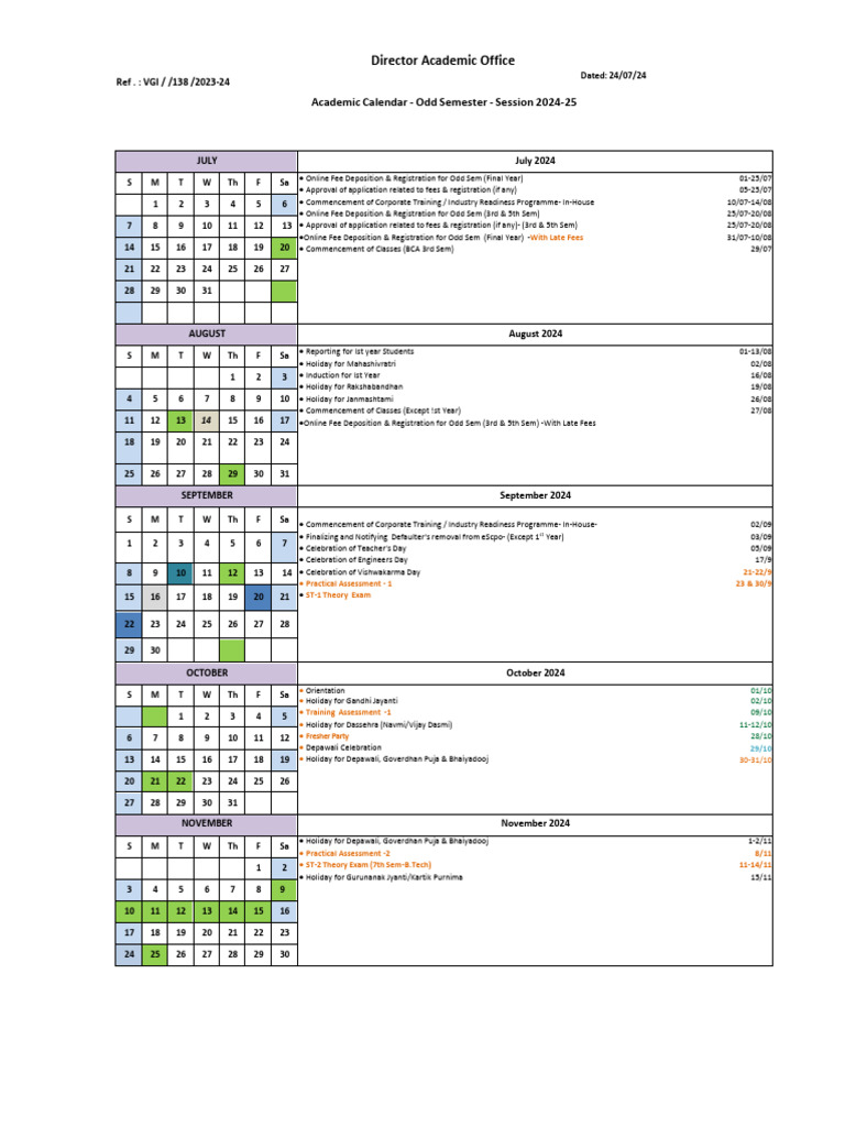 Academic Calendar 2024-25 Overview | PDF | Academic Term | Educational ...