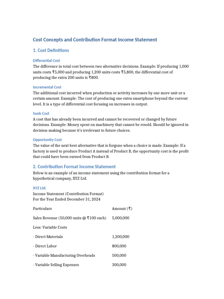 Understanding Cost Concepts & Income Statement | PDF | Cost ...