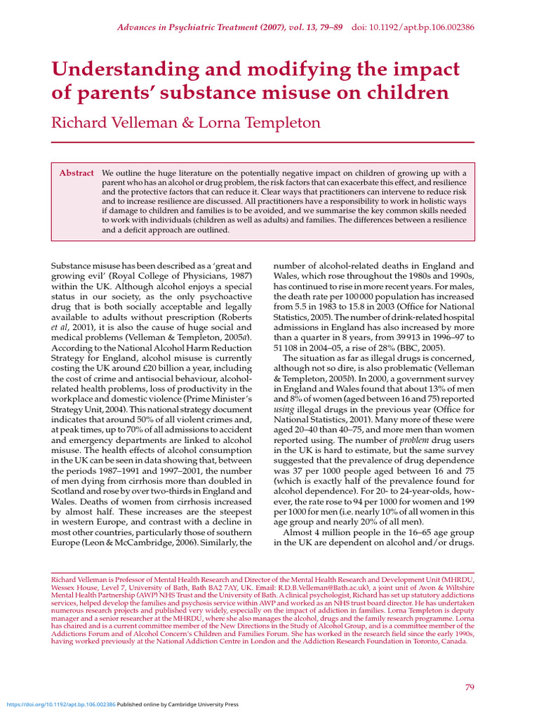 Impact of Parental Substance Misuse on Children | PDF | Substance Abuse ...