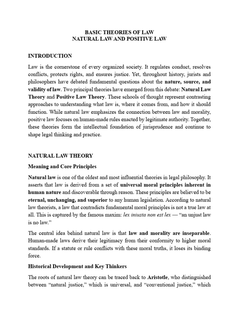 Basic Theories of Law | PDF | Jurisprudence | Natural Law