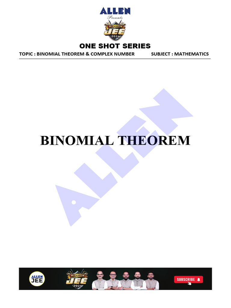 Binomial Theorem & Complex Numbers Guide | PDF | Numbers | Complex Number