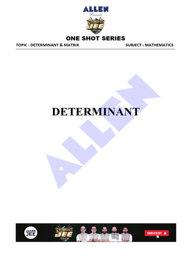 Determinant & Matrices - Home Work (With Sol.) - Sachin Sir | PDF ...