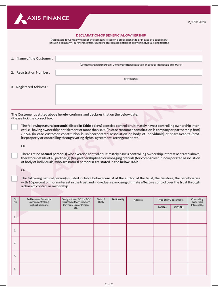 Beneficial Ownership Declaration Form | PDF | Private Law | Civil Law ...