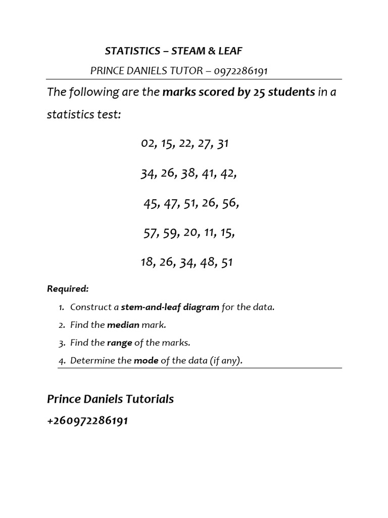 Stem-and-Leaf Statistics Analysis | PDF