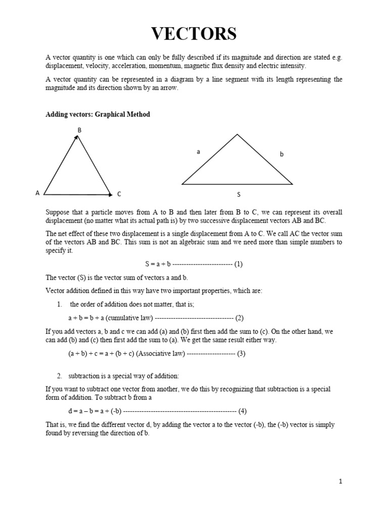 VECTORS (for students) | PDF | Euclidean Vector | Physical Phenomena