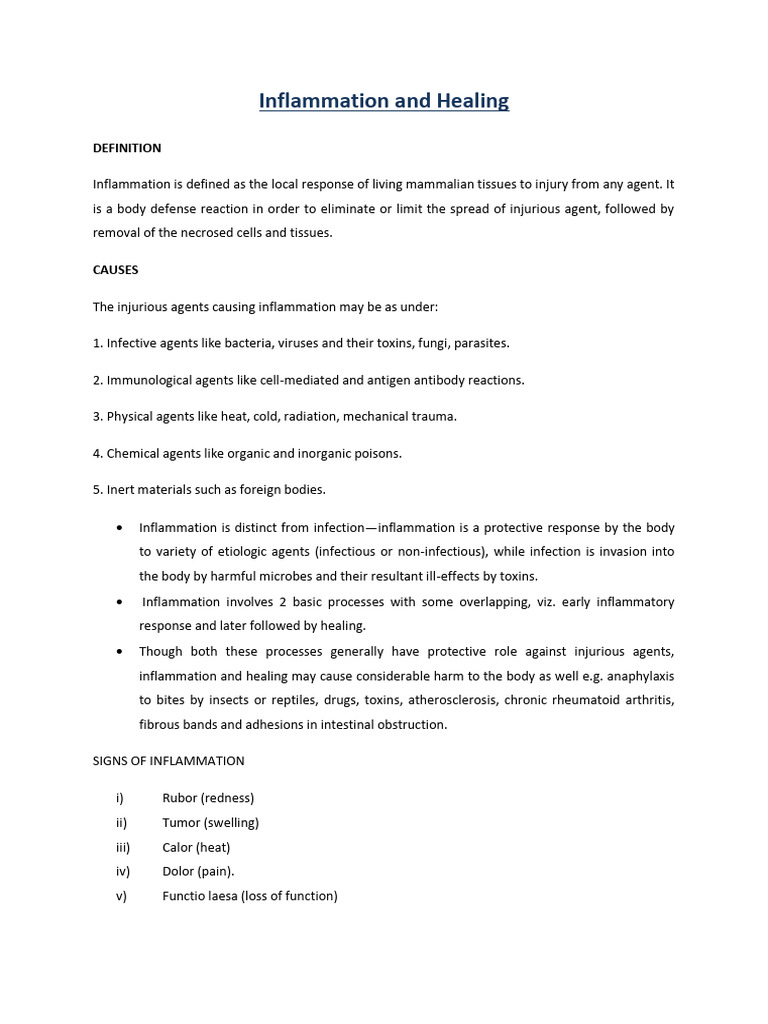 inflammationandhealingnotes-200415054935 | PDF | Inflammation | Endothelium