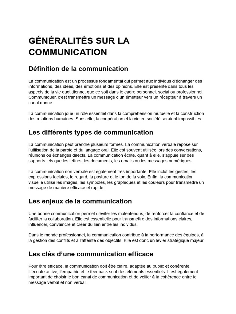 Fondamentaux de la communication humaine | PDF