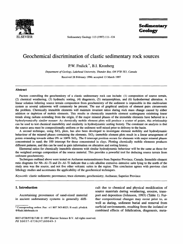 Geochemical Analysis of Sedimentary Rocks | PDF | Sedimentary Rock ...