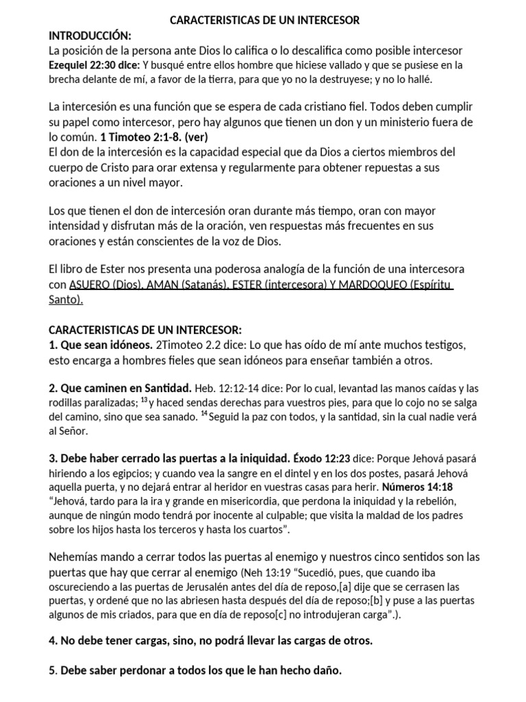 Características Esenciales de un Intercesor | PDF | Intercesión | Oración