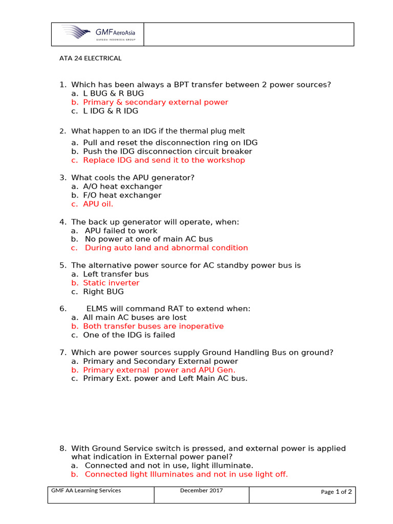 ATA 24 Electrical System Overview | PDF