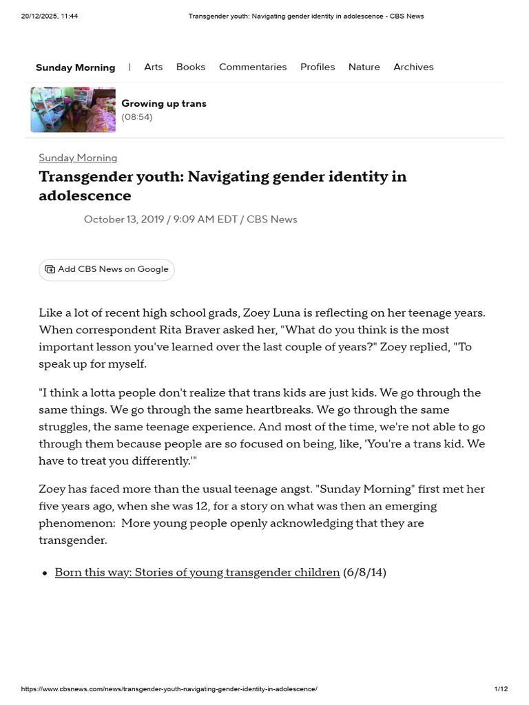 Transgender Youth and Identity Challenges | PDF | Transgender ...
