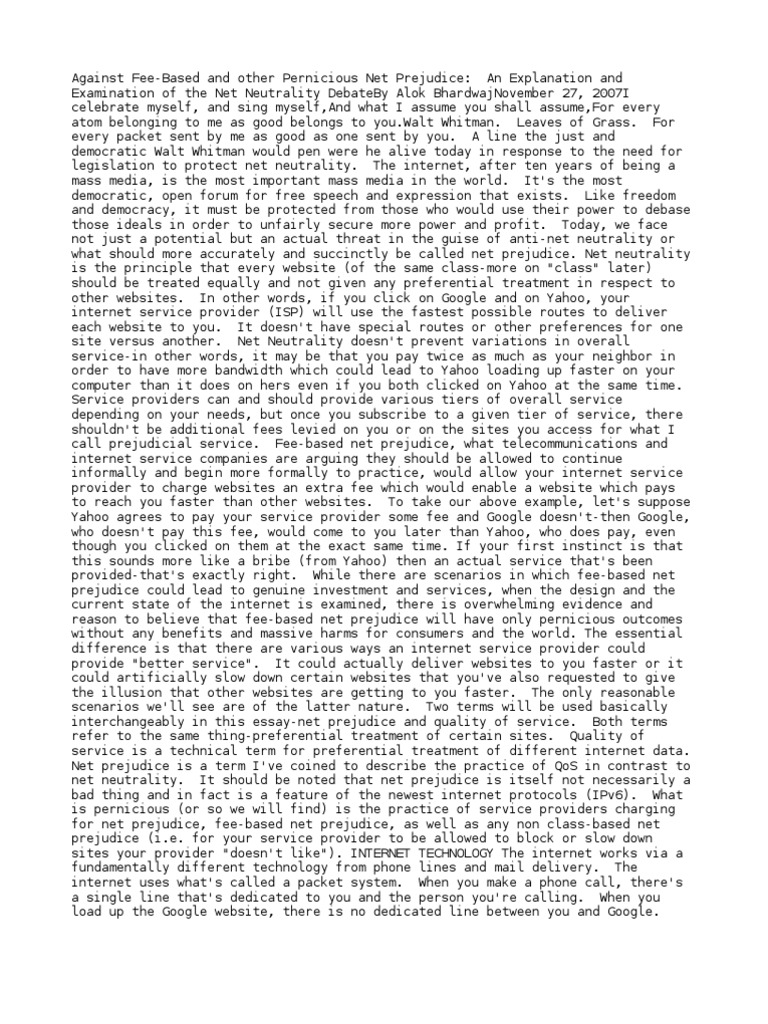 net neutrality essay
