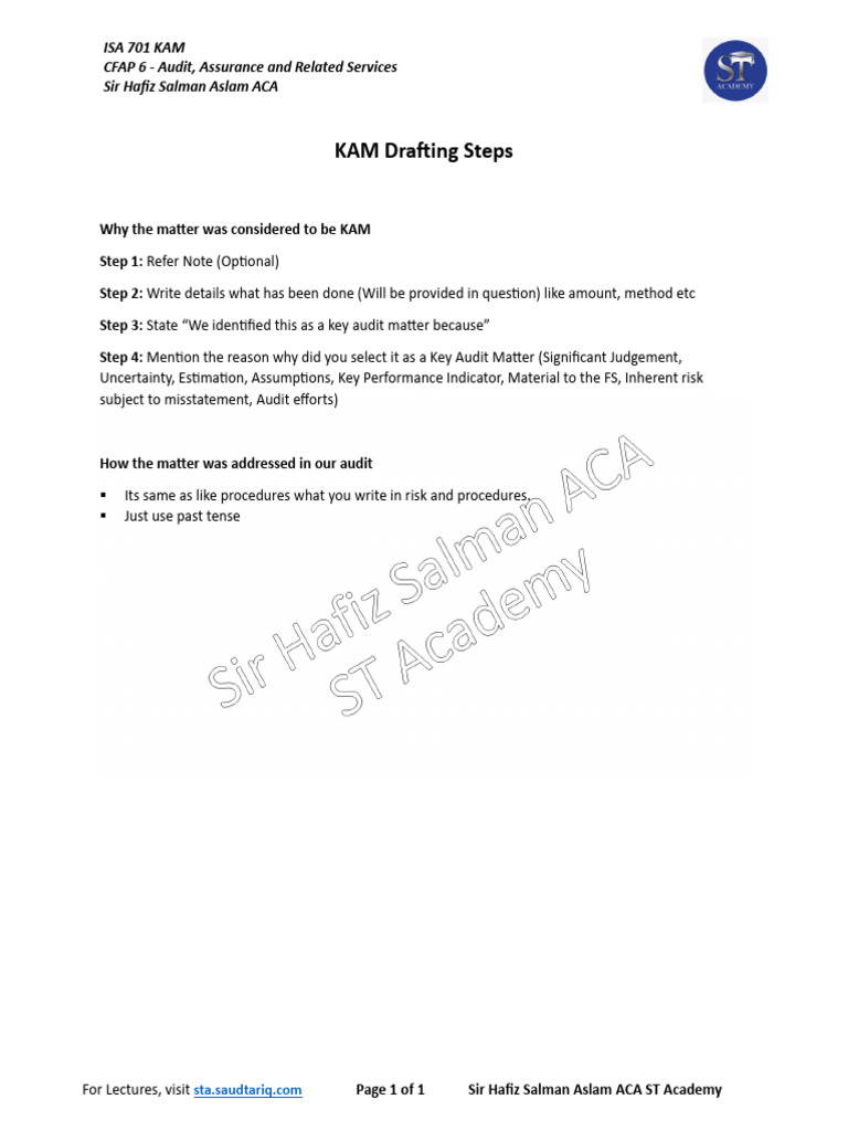 KAM Drafting Steps | PDF