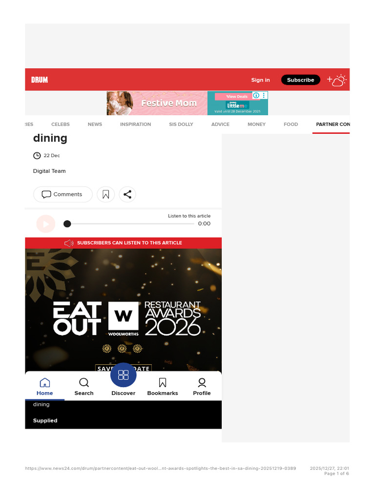 2026 Eat Out Woolworths Awards Preview | PDF | Restaurants