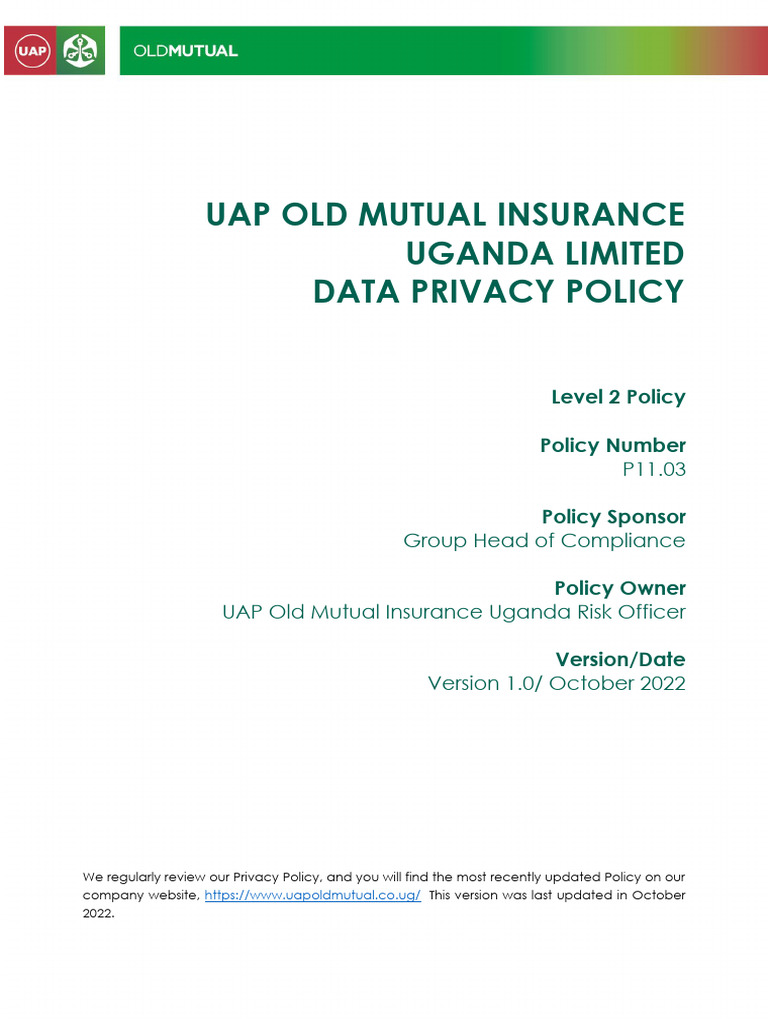 UAP Old Mutual Insurance Uganda Data Privacy Policy | PDF