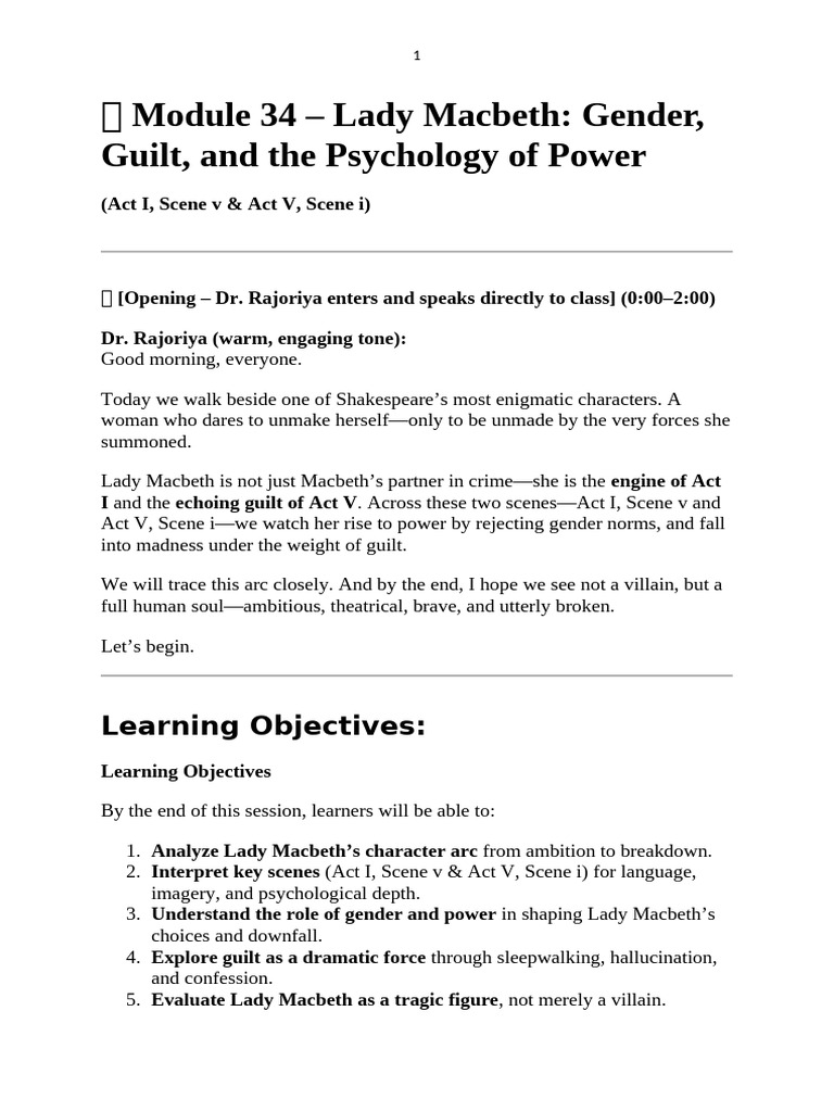 Lady Macbeth: Power, Guilt, and Tragedy | PDF | Macbeth