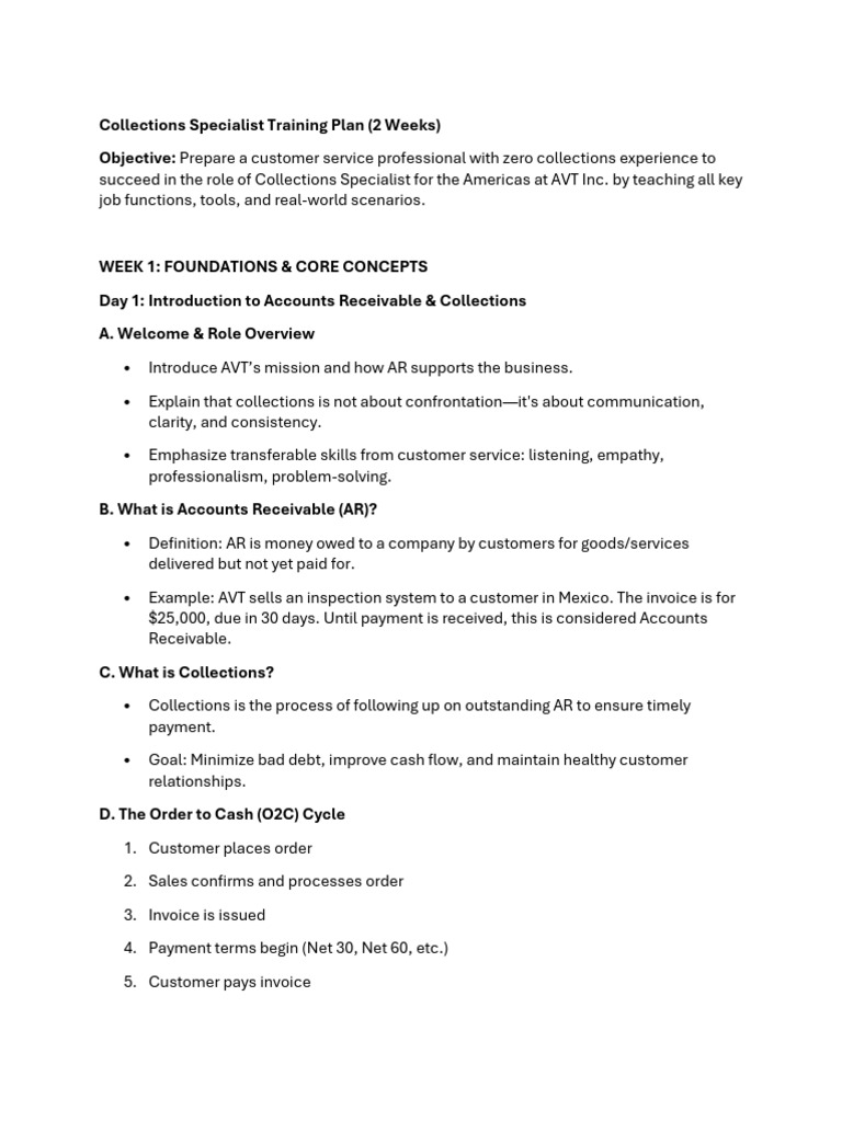 Collections Specialist Training Overview | PDF | Invoice | Enterprise ...