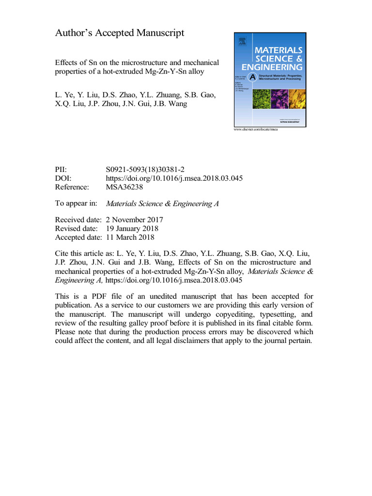 19-Effects of Sn on the Microstructure and Mechanical | PDF | Strength ...