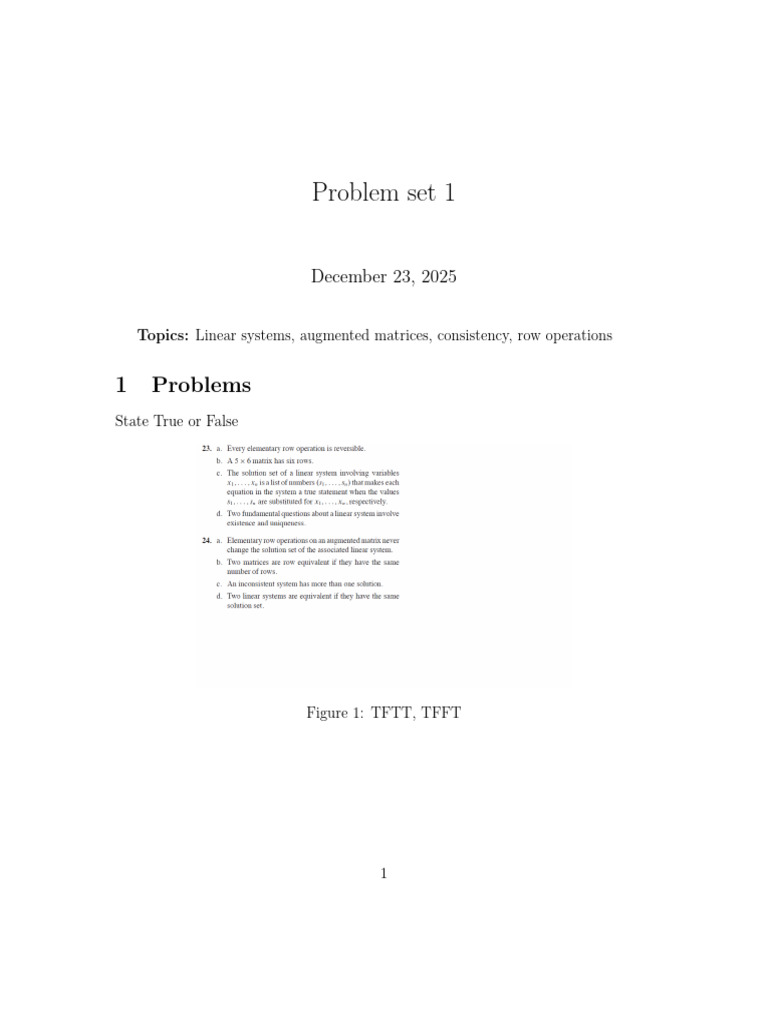 Linear Systems Problem Set 1 | PDF