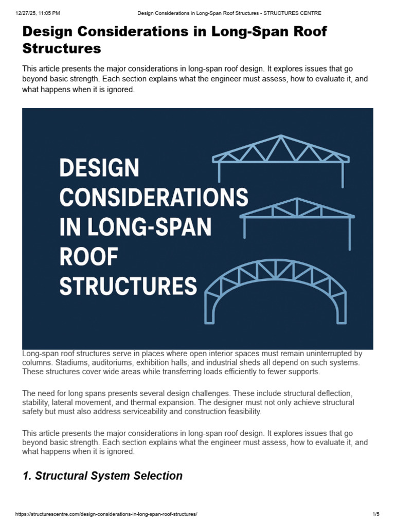 Long-Span Roof Design Considerations | PDF