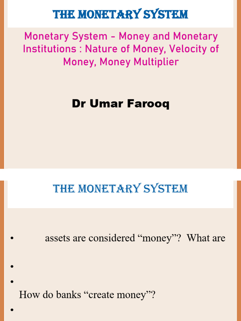 Understanding the Monetary System | PDF | Money Supply | Banks