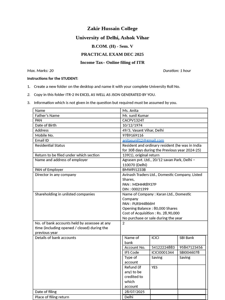 Income Tax Practical SET B | PDF | Taxes | Business