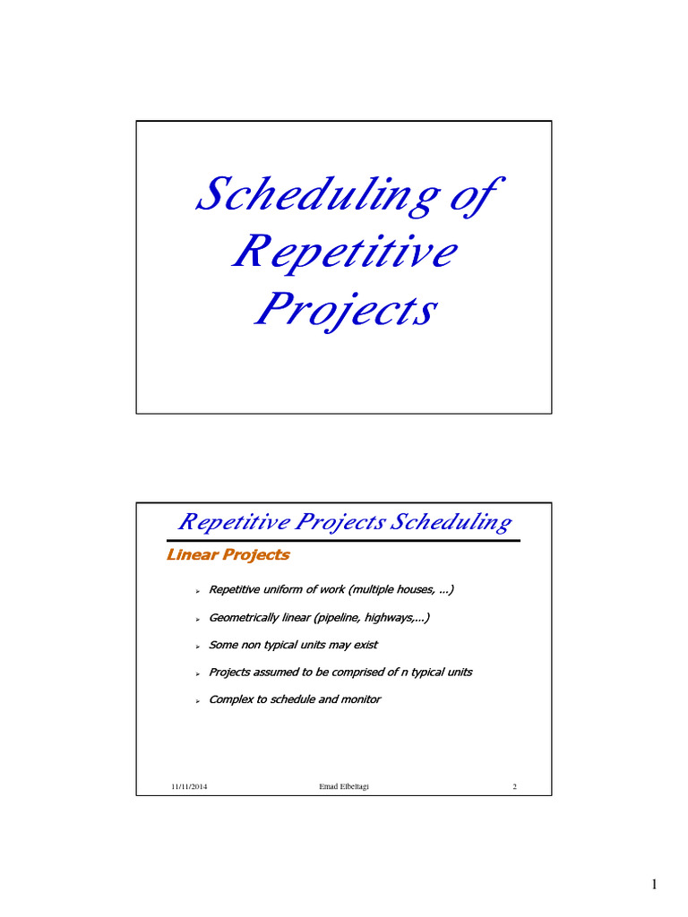Repetitive Project Scheduling Techniques | PDF