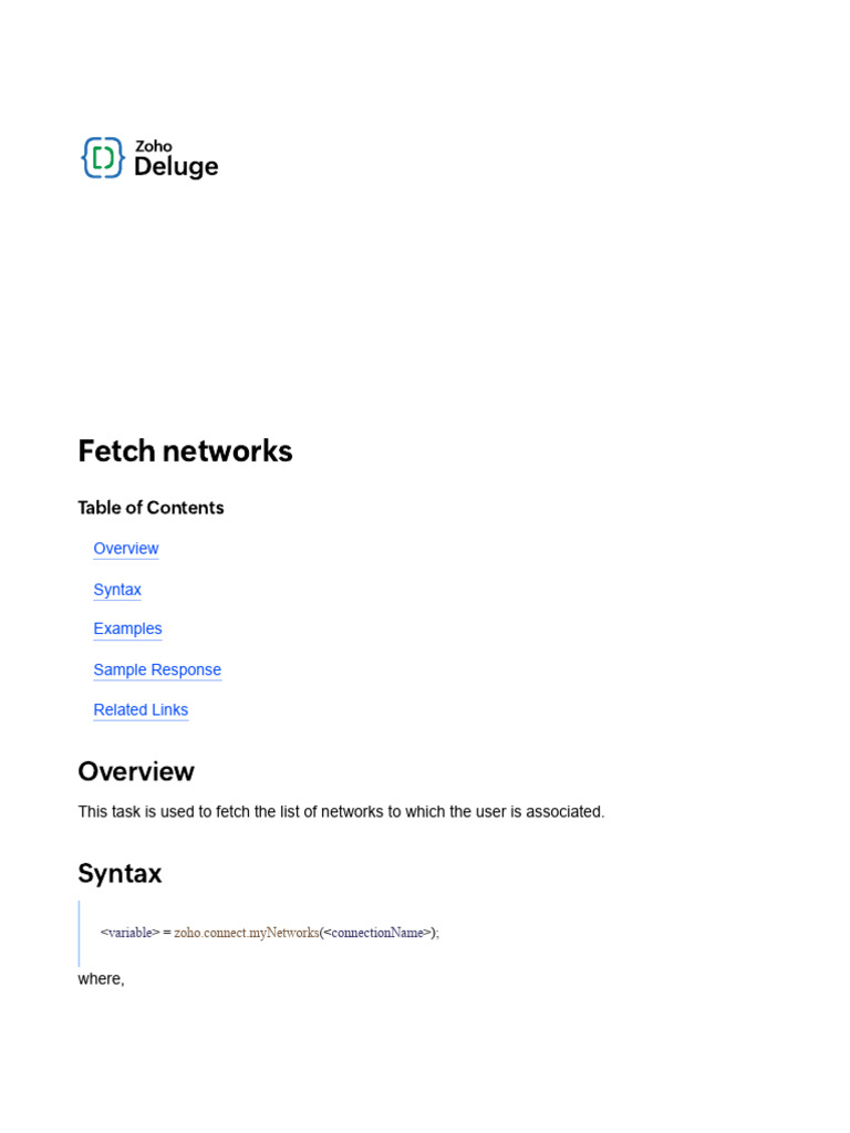 Fetch User Networks in Zoho Connect | PDF | Software | Software Development