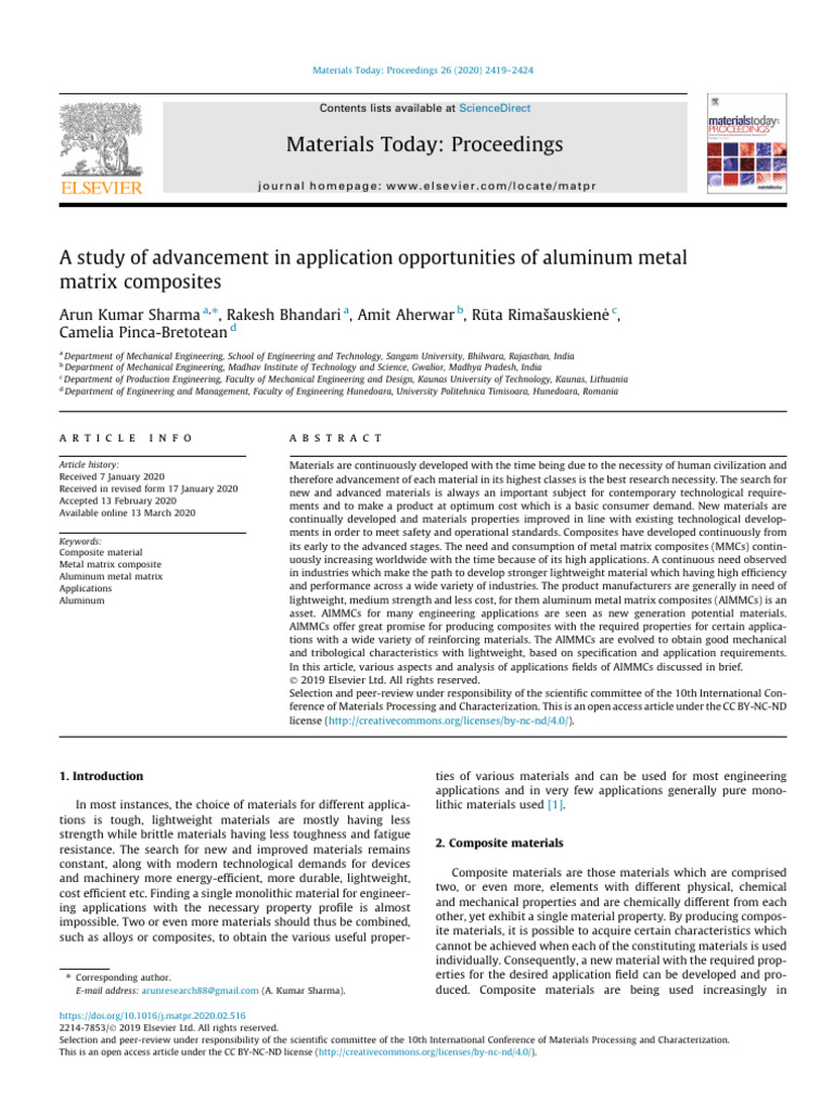 Advancements in Aluminum Metal Matrix Composites | PDF | Composite ...