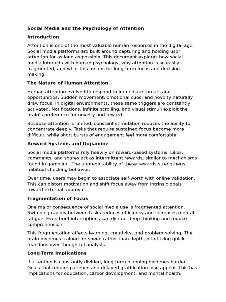 Social Media's Impact on Attention Span | PDF | Learning | Attention