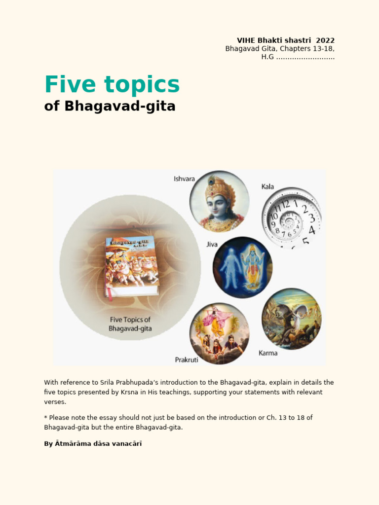 BG Essay CH 13-18 Five Topics | PDF | Bhagavad Gita | Bhagavan